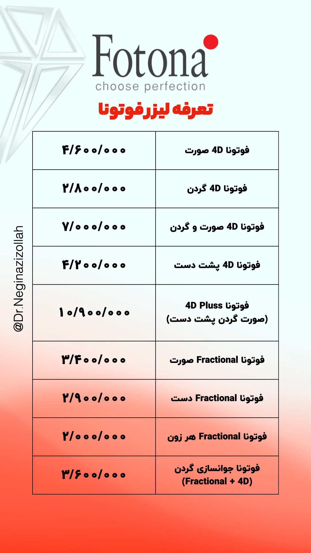 تعرفه لیزر فوتونا