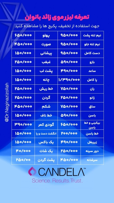 قیمت لیزر موهای زائد بانوان